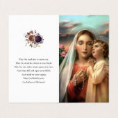 Katholisches Gebet kardiert | Mutter-Hingabe Visitenkarten (Außenseite Aufgefaltet)