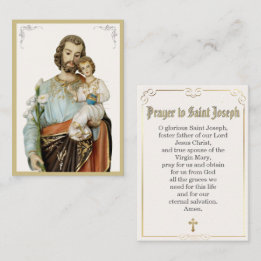 Katholisches Gebetsblatt mit dem heiligen Josef Platzkarte