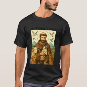 Katholisches Glauben Tierliebhaber Katze Hund St. T-Shirt