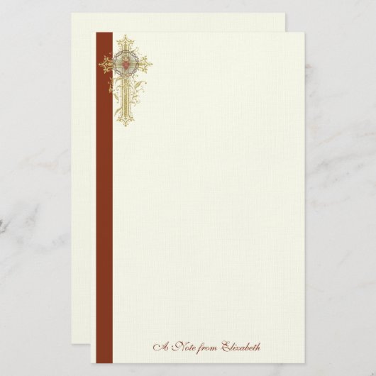 Katholisches Heiliges Herz Jesus Kreuz Briefpapier (Vorne/Hinten)