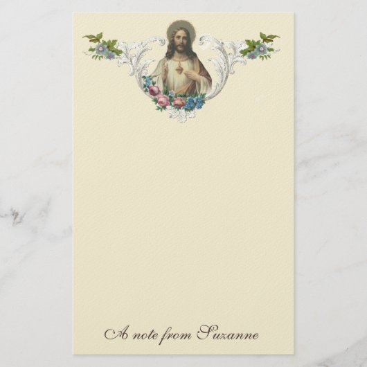 Katholisches Heiliges Herz Jesus Religiöse Vintag Briefpapier (Vorderseite)