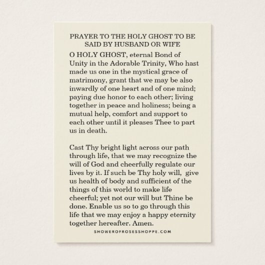 katholisches Hochzeitgebet für Ehemann & Ehefrau (Rückseite)