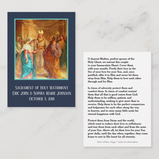 Katholisches Hochzeitgebet Gefallen Heilige Karten (Vorne/Hinten)