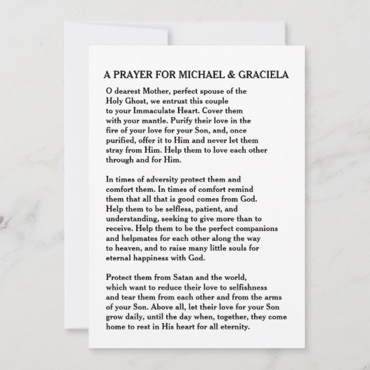 katholisches Hochzeitsgebet | Liebe Skriptüberlage (Rückseite)