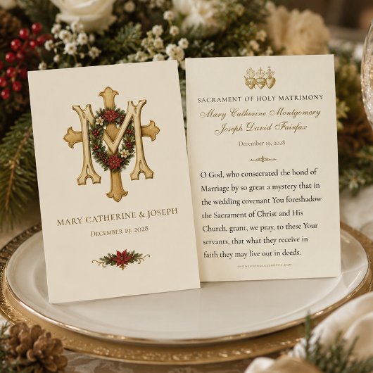 Katholisches Hochzeitsgeschenk mit Marienmonogramm