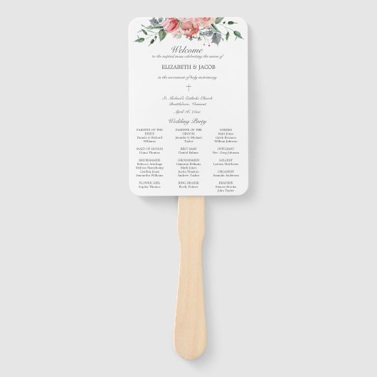 Katholisches Hochzeitsprogramm Elizabeth mit Messe Fächer (Vorderseite)