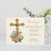 Katholisches Jesus-Blumenbeerdigung Beileid Beilei Dankeskarte (Stehend Vorderseite)