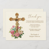 Katholisches Jesus-Blumenbeerdigung Beileid Beilei Dankeskarte (Vorne/Hinten)