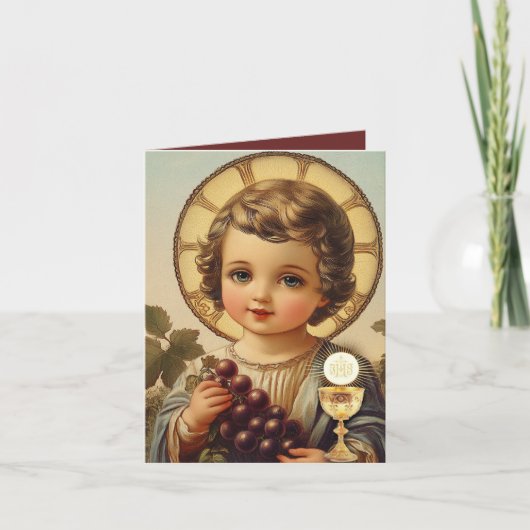 Katholisches Kind der heiligen Kommune Jesus Traub Einladung (Vorderseite)
