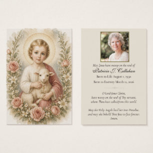 Katholisches Kind Jesus Lamm Begräbnis Foto Gebet