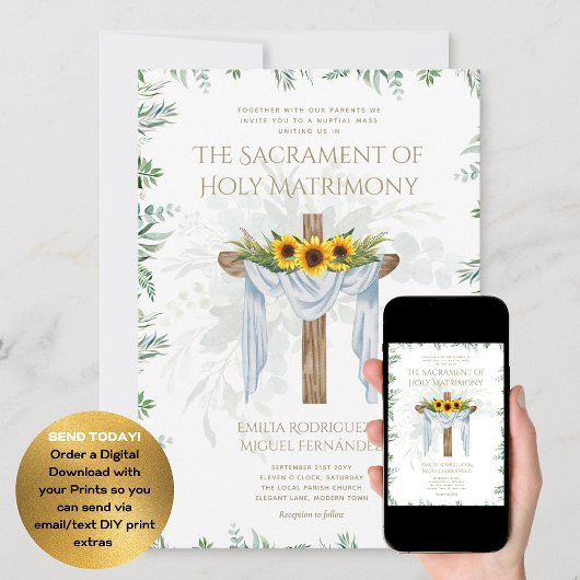 Katholisches Kreuz Traditionell gesprochen Hochzei Einladung