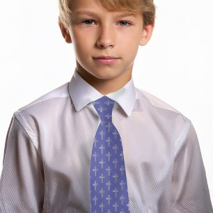 Katholisches Kreuz Violett Falsches Silber Lila Ko Krawatte