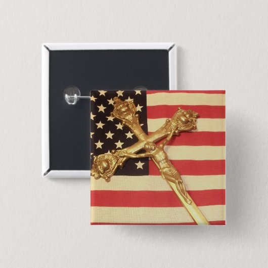 Katholisches Kruzifix über Button (Vorne & Hinten)