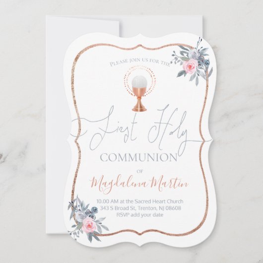 Katholisches Mädchen der ersten Kommune Einladung (Vorderseite)
