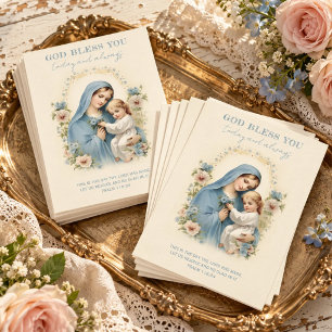 Katholisches Maria und Jesus Blumenschriftwort Postkarte