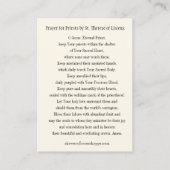 Katholisches Priestergebet von St. Therese Visitenkarte (Rückseite)