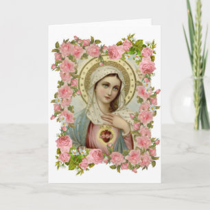 Katholisches religiöses Blumendekor Jungfrau Maria Karte