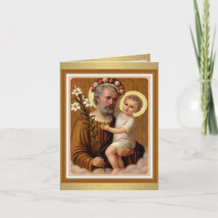 Katholisches religiöses Vintage-Bild St. Joseph Je Karte