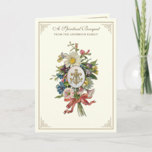 Katholisches spirituelles Blumenstrauß-Gebet Jungf Feiertagskarte
