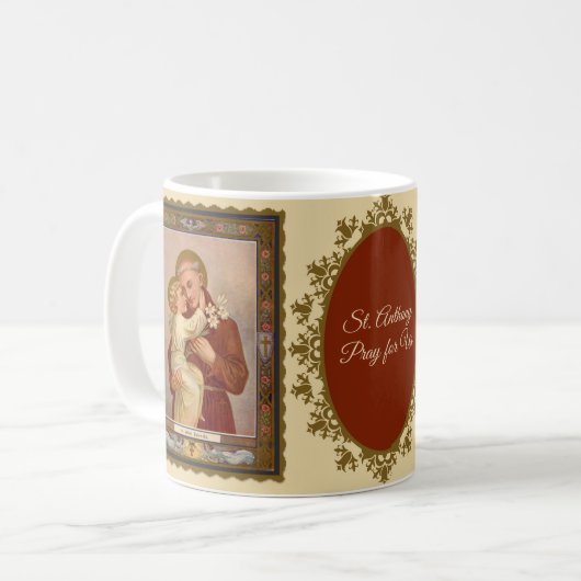 Katholisches St Anthony von Padua-Baby Jesus Kaffeetasse (Vorderseite Links)