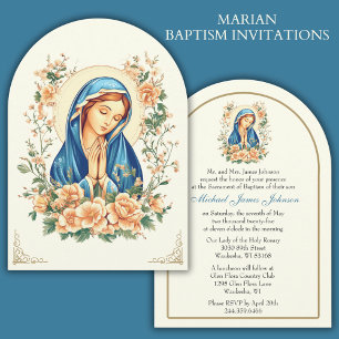 Katholisches Taufkleid Floral Maria Einladung