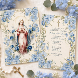 Katholisches Taufritual Gesegnete Mutter Floral Einladung