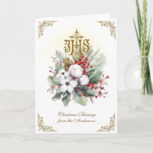 Katholisches Weihnachten IHS Florale Poinsettie