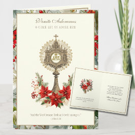 Katholisches Weihnachts-Eucharistie-Poinsettien-Bl Feiertagskarte
