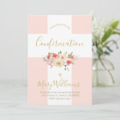 Katholisches Weißkreuz und Blume Bestätigung Einladung (Stehend Vorderseite)