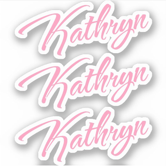 Kathryn Decorative Name in Pink x3 Aufkleber (Vorderseite)