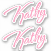 Kathy Name in Pink x2 Aufkleber (Vorderseite)