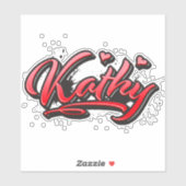 Kathy red Heart Graffiti Aufkleber Sticker (Blatt)