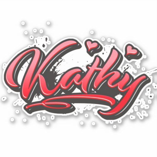 Kathy red Heart Graffiti Aufkleber Sticker (Vorderseite)
