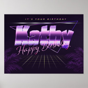 Kathy Vorname lila retro Poster Geburtstag