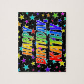 "KATHY" Vorname, Spaß "GLÜCKLICHER GEBURTSTAG" Puzzle (Vertikal)