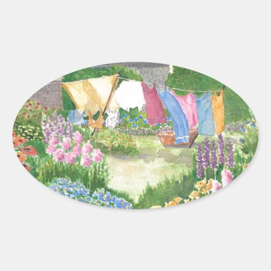 Kathy's Wäsche auf Monhegan ist. Ovale Aufkleber (Vorderseite)