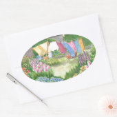 Kathy's Wäsche auf Monhegan ist. Ovale Aufkleber (Umschlag)