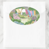 Kathy's Wäsche auf Monhegan ist. Ovale Aufkleber (Tasche)