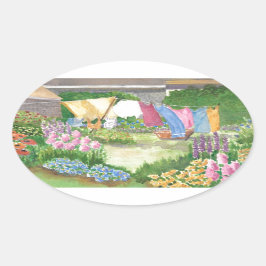 Kathy's Wäsche auf Monhegan ist. Ovale Aufkleber