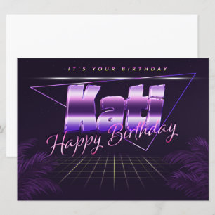 Kati Name Vorname lila retro Karte Geburtstag