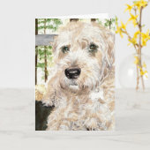 Katie das Wheaton Terrier Karte (Gelbe Blume)