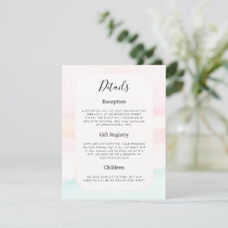 Katie - Details zur Hochzeit von Watercolor Pastel Begleitkarte
