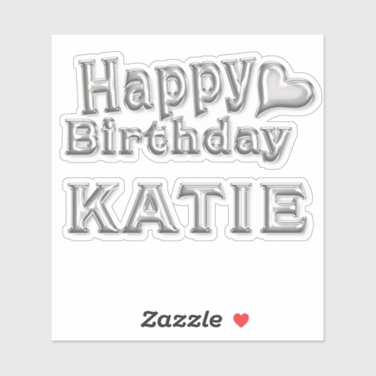 Katie Happy Birthday silver Aufkleber Sticker (Blatt)