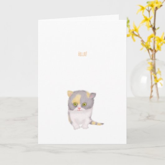 Katie kitten kleine hello Karte (Gelbe Blume)