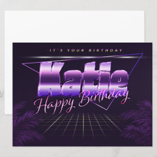 Katie Name Vorname lila retro Karte Geburtstag