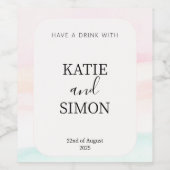 Katie - Pastel Watercolor Wedding Weinetikett (Einzelnes Label)