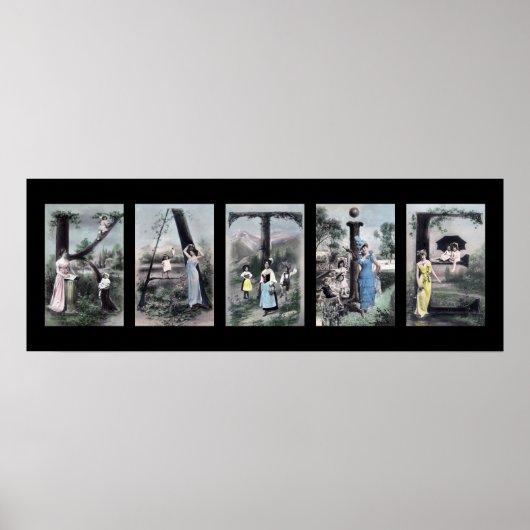 KATIE Vintag Alphabet Letter Name Art Poster (Vorne)