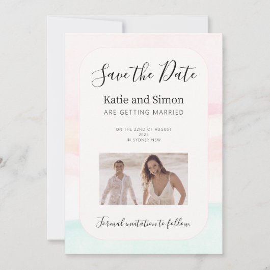Katie - Wasserfarbenpastel Save the Date Hochzeit Einladung (Vorderseite)