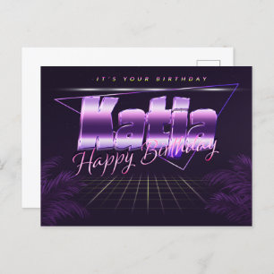 Katja Name Vorname lila Postkarte Geburtstag