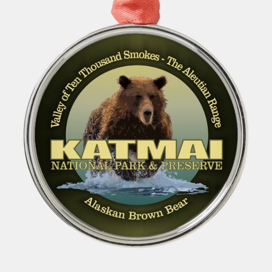 Katmai (Braunbär) WT Silbernes Ornament (Vorne)